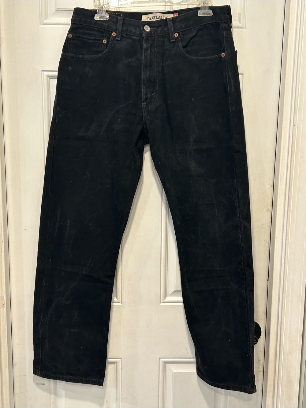 Levi's 505 Black Denim Jeans 33x30 Regular Fit Straight Leg Y2K 2004 Vintage